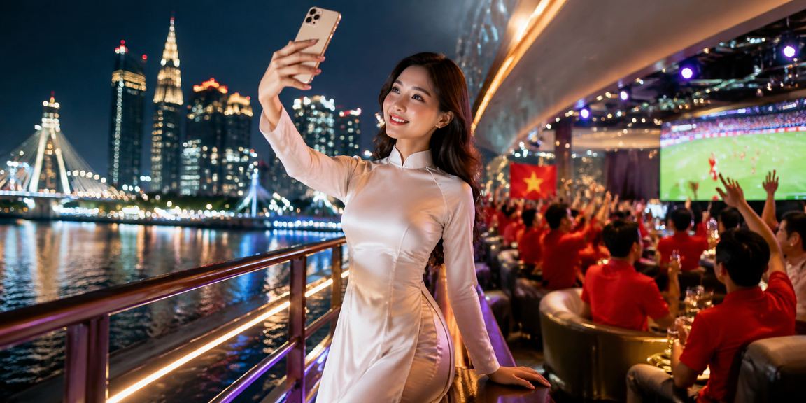 Phụ nữ mặc áo dài tại TP. Hồ Chí Minh sử dụng ứng dụng casino trên điện thoại