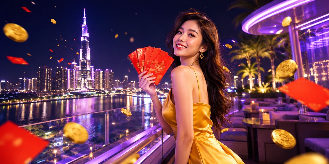 Đường phố TP. Hồ Chí Minh về đêm với ánh đèn neon và phong bao đỏ mừng thưởng bonus